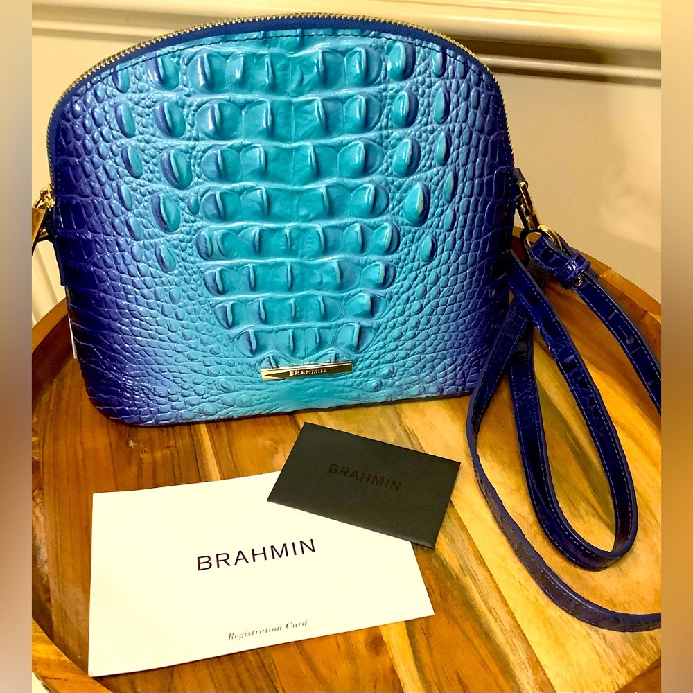 BRAHMIN NWT Melbourne Croc Embossed Leather, Affinity Ombré